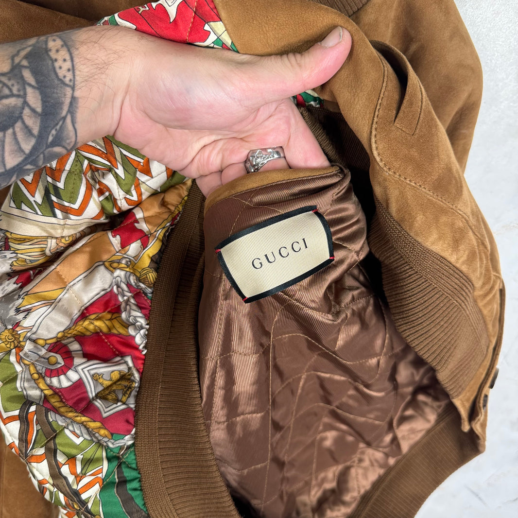 Gucci Suede Quilted Silk Bengal Jacket