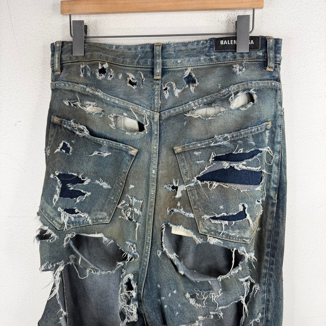 Balenciaga Destroyed Blue Jeans