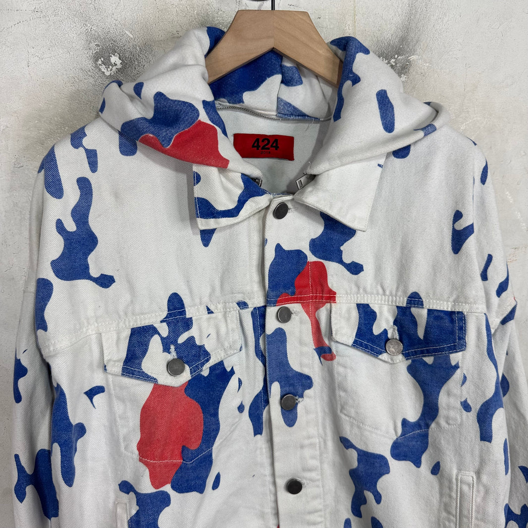 424 Camo Hooded Denim Jacket