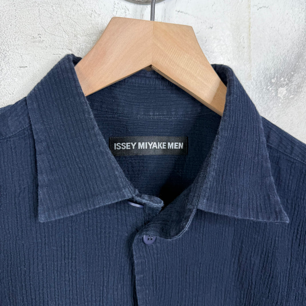 Issey Miyake Ribbed S/S Navy Shirt