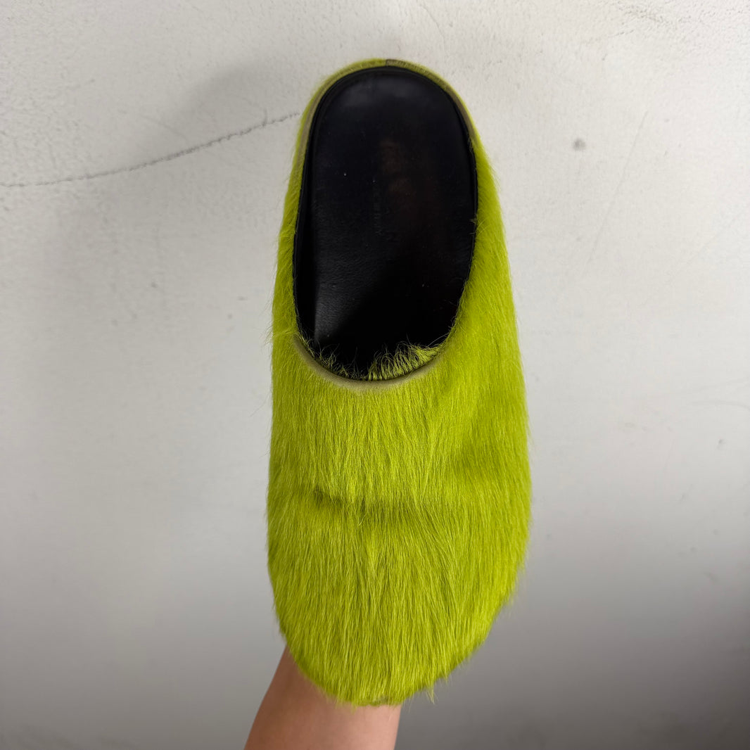 Marni Green Fur Fussbett Slides