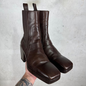 Rick Owens Square Toe Heeled Chelsea Boot