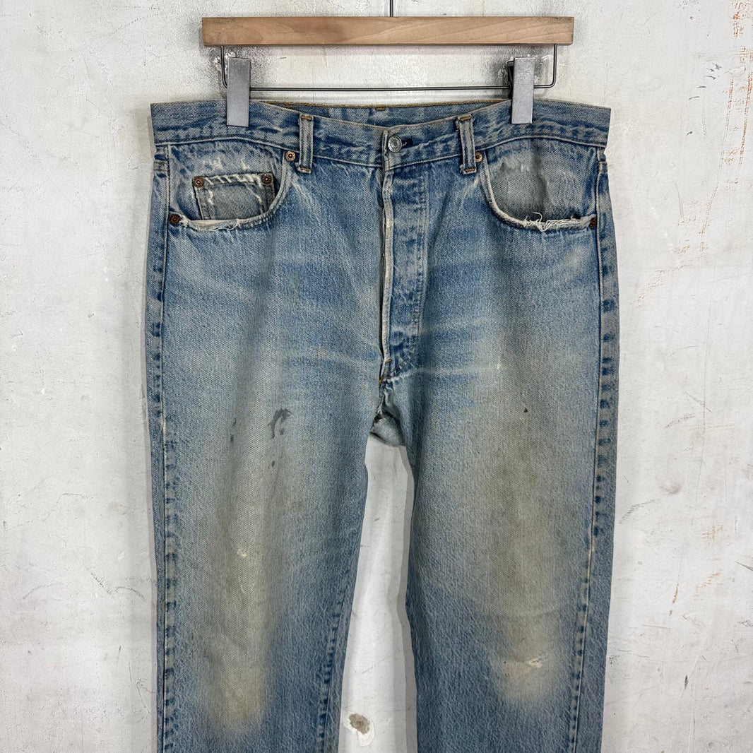 Vintage Levi's 501 Light Wash Muddy Jeans