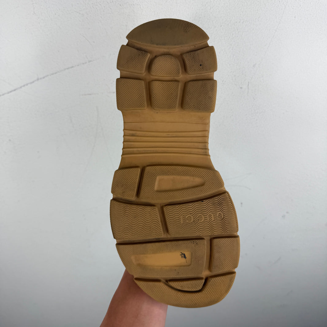 Gucci Beige/Burgundy Leather Strap Sandals