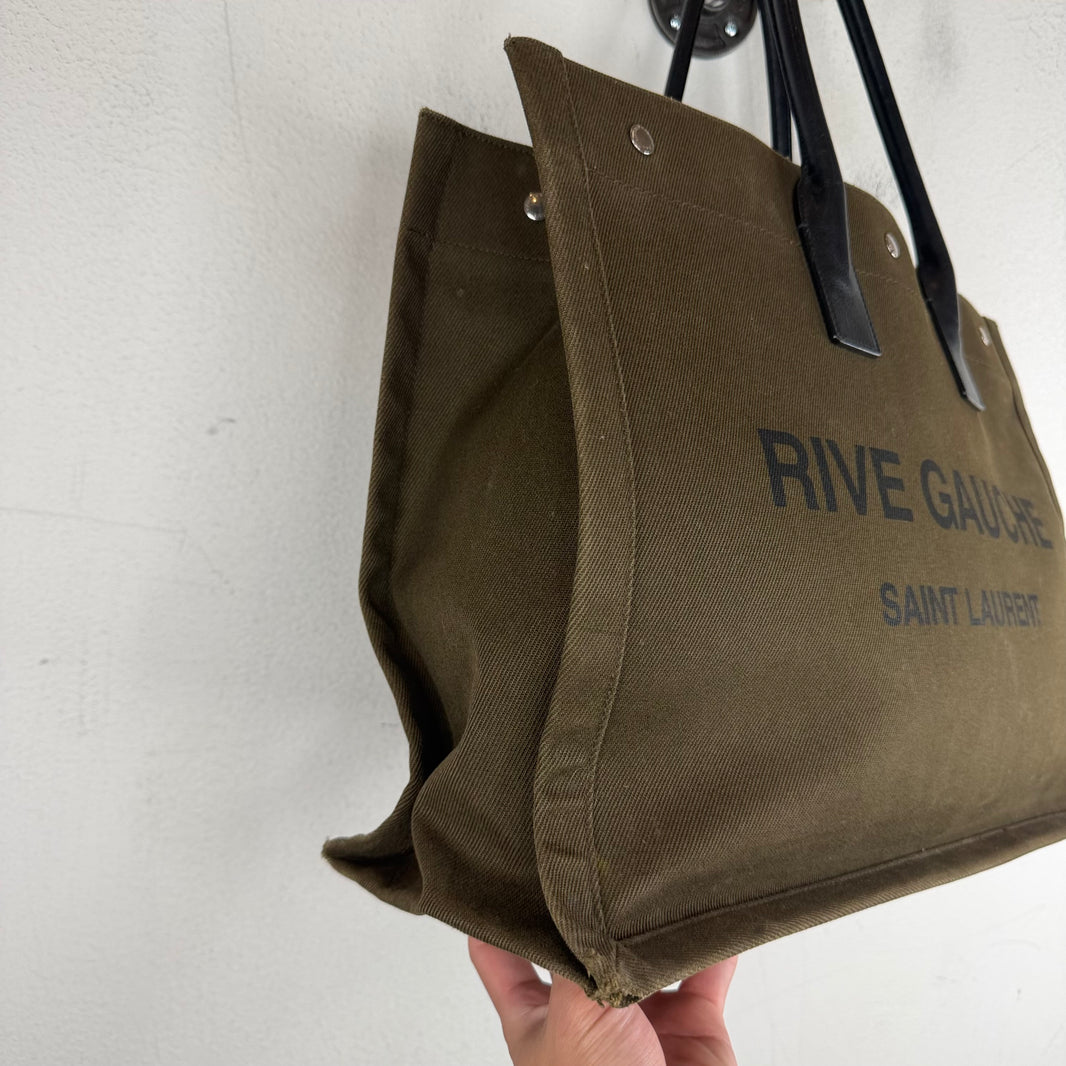 Saint Laurent Green Rive Gauche Canvas Bag
