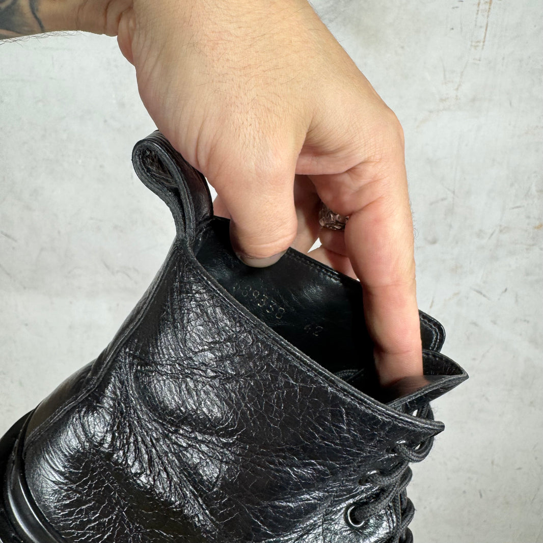 Balenciaga Smoked Tumbled Leather Strike Boots