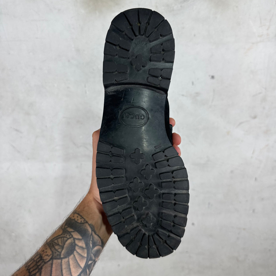 Gucci Black Suede Lug Sole Loafer