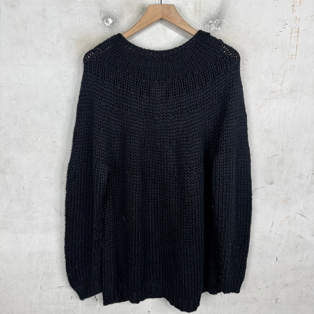 Undercover Leather Lace Up Heavy Knit Sweater