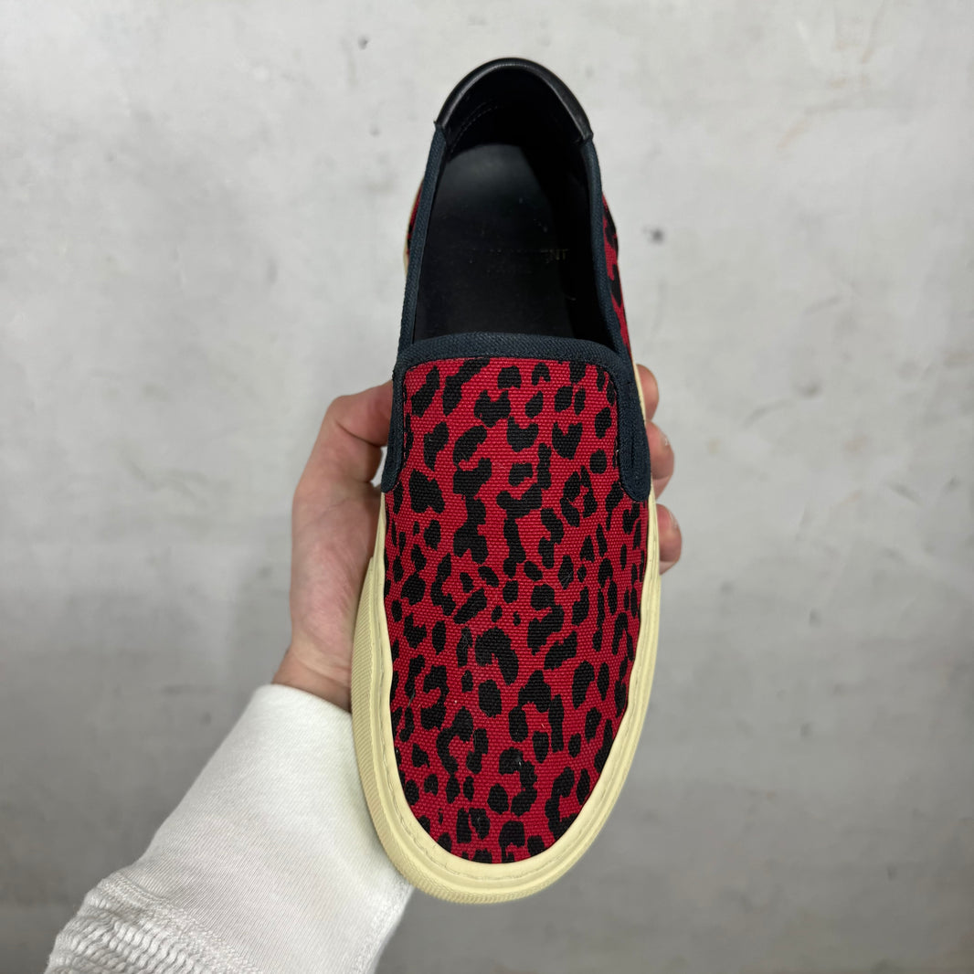 Saint Laurent Red Cheetah Slip Ons