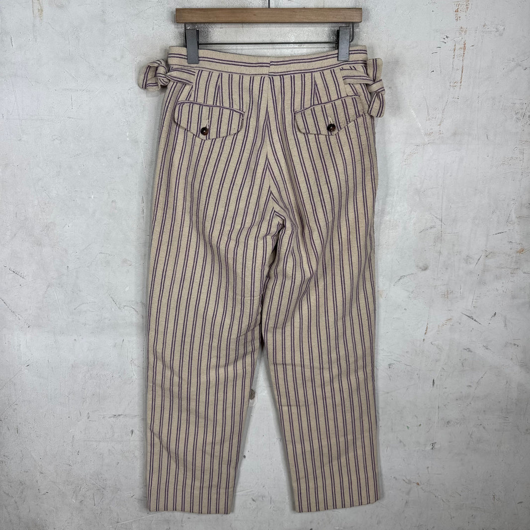 Bode Beige Purple Pinstriped Trousers