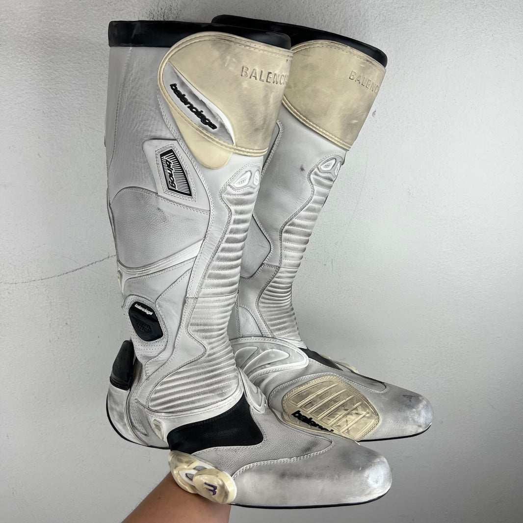 Balenciaga White Biker Moto Boots