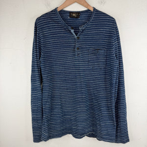 RRL Striped Blue Henley