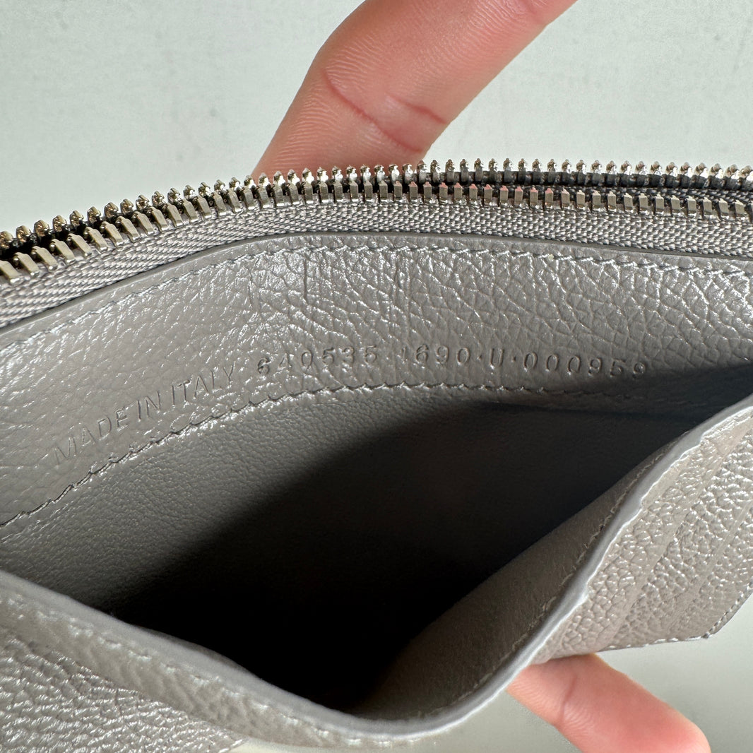 Balenciaga Gray Zipped Card Holder Wallet