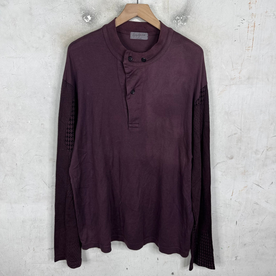 Yohji Yamamoto Maroon Cotton Henley Shirt