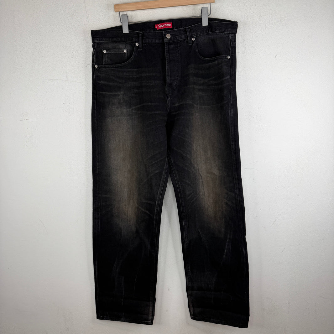 Supreme Black Mud Wash Selvedge Jeans