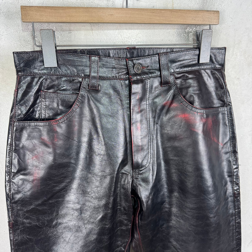 Martine Rose Leather Patina'd Distressed Pants