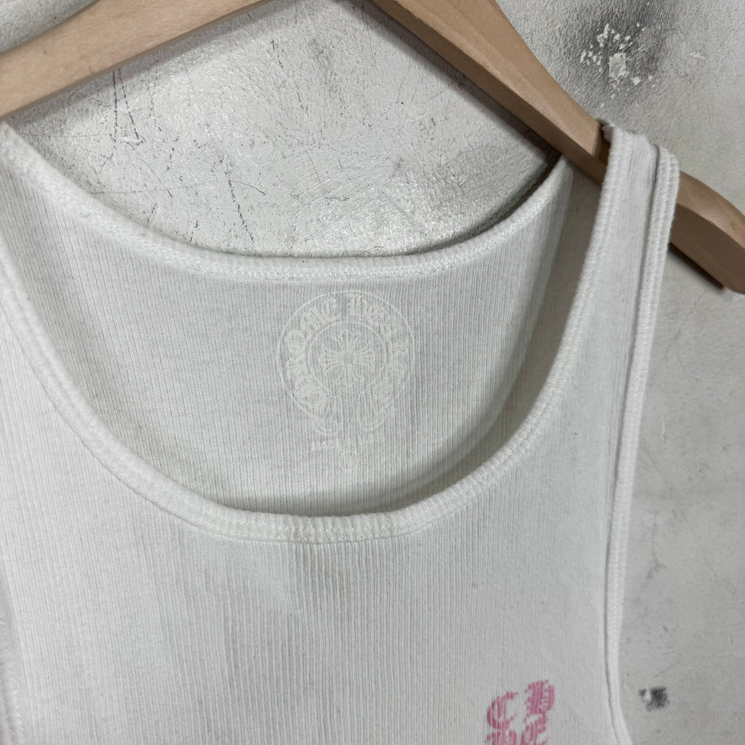 Chrome Hearts T-Bar Vertical Logo Pink Print Tank Top