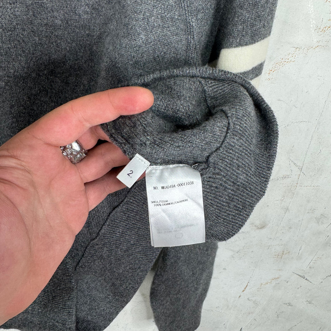 Thom Browne Grey Cashmere Striped Sweater