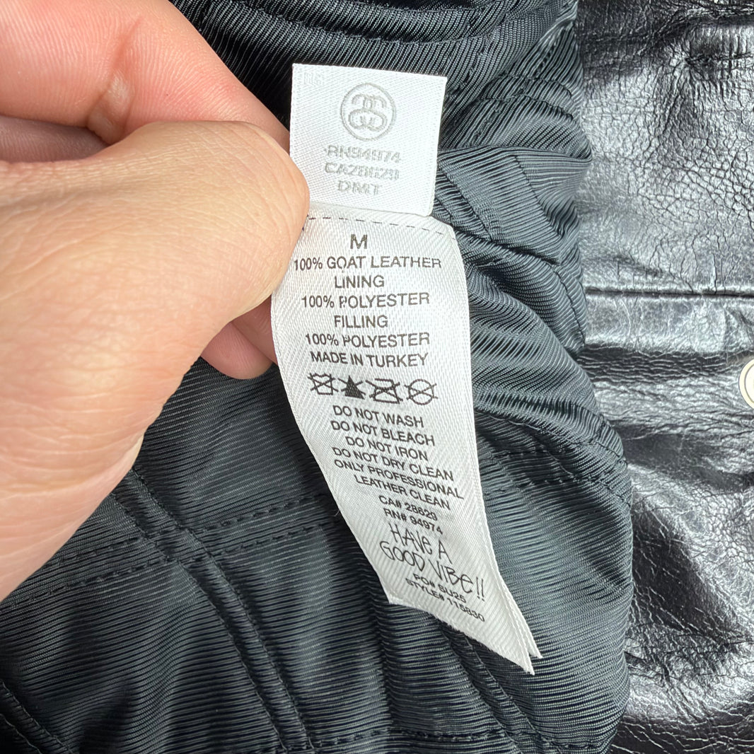 Stussy Black Leather Garage Jacket
