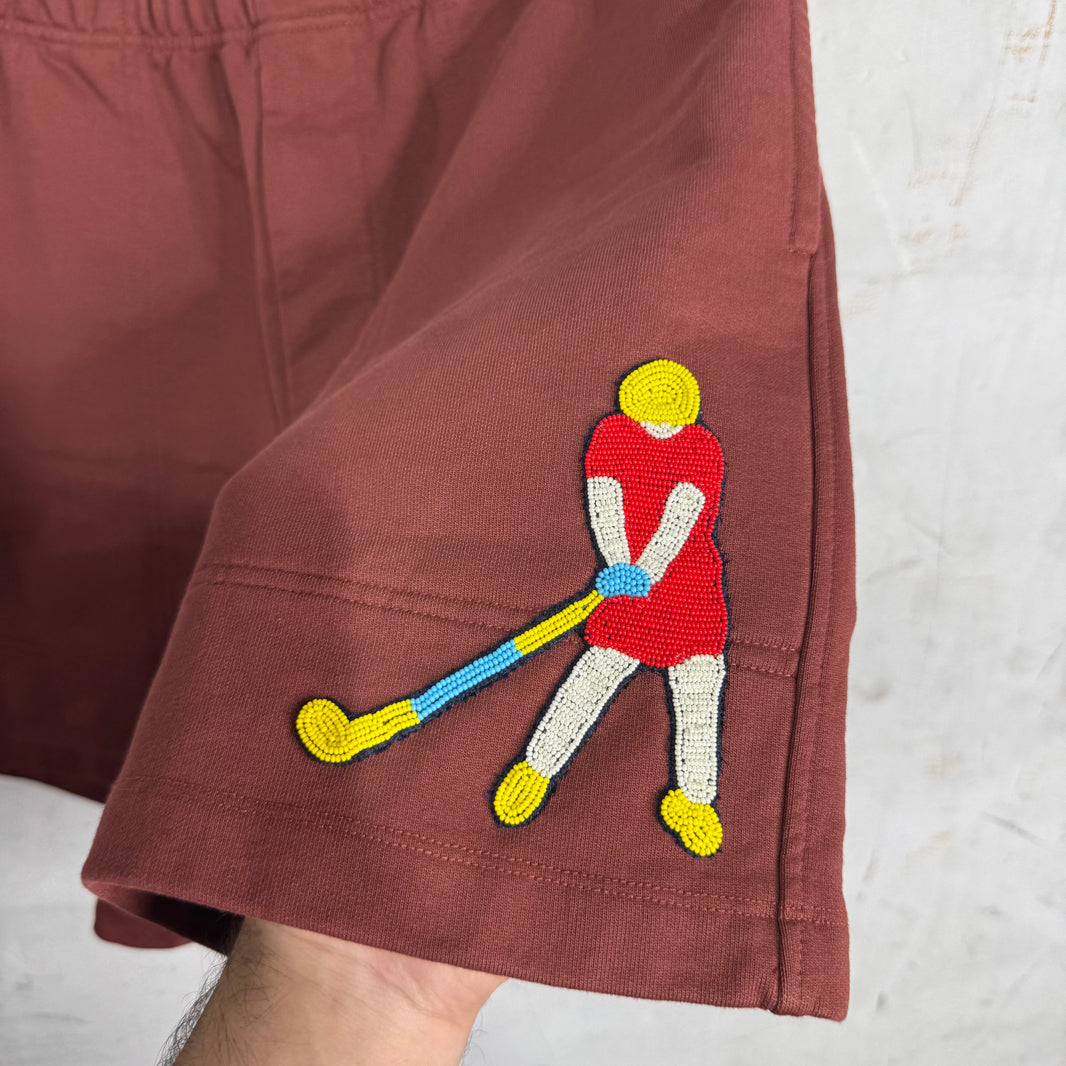 Bode Brown Golfer Beaded Sweatshorts