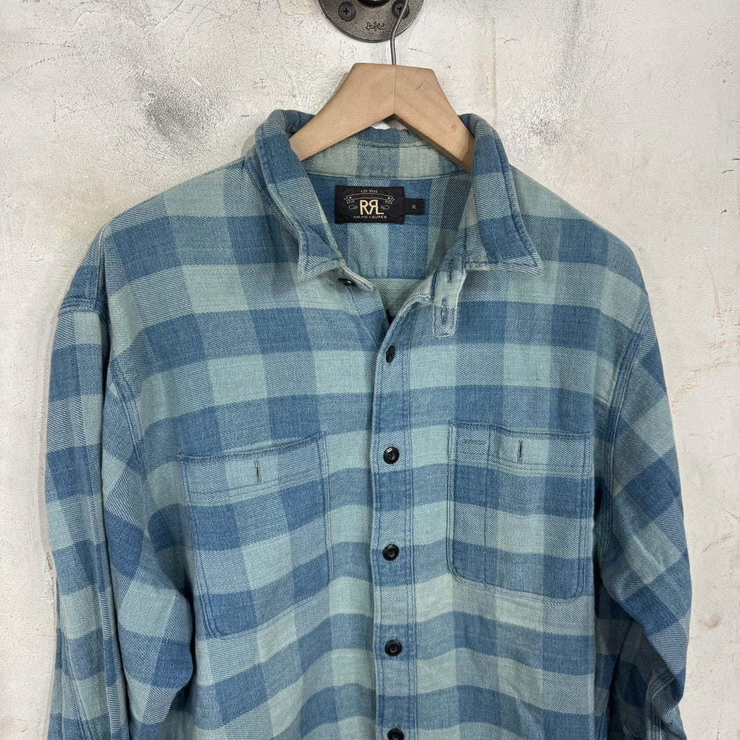 RRL Light Blue Plaid Flannel