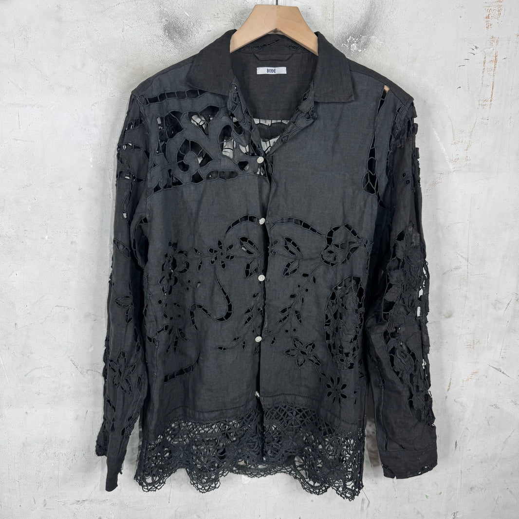 Bode Canvas Black Laced Shirt