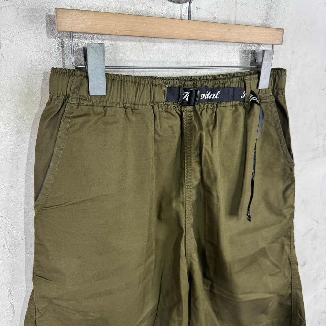 Kapital Olive Smiley Belted Shorts