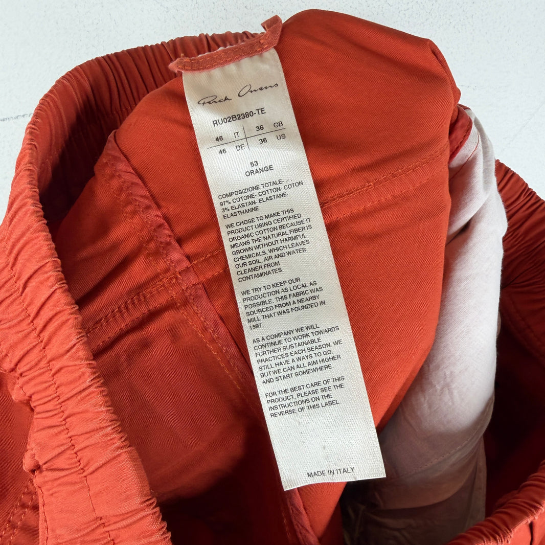 Rick Owens Strobe Orange Drawstring Trousers