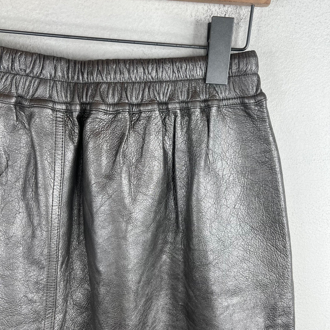 Rick Owens Leather Gunmetal Boxer Shorts