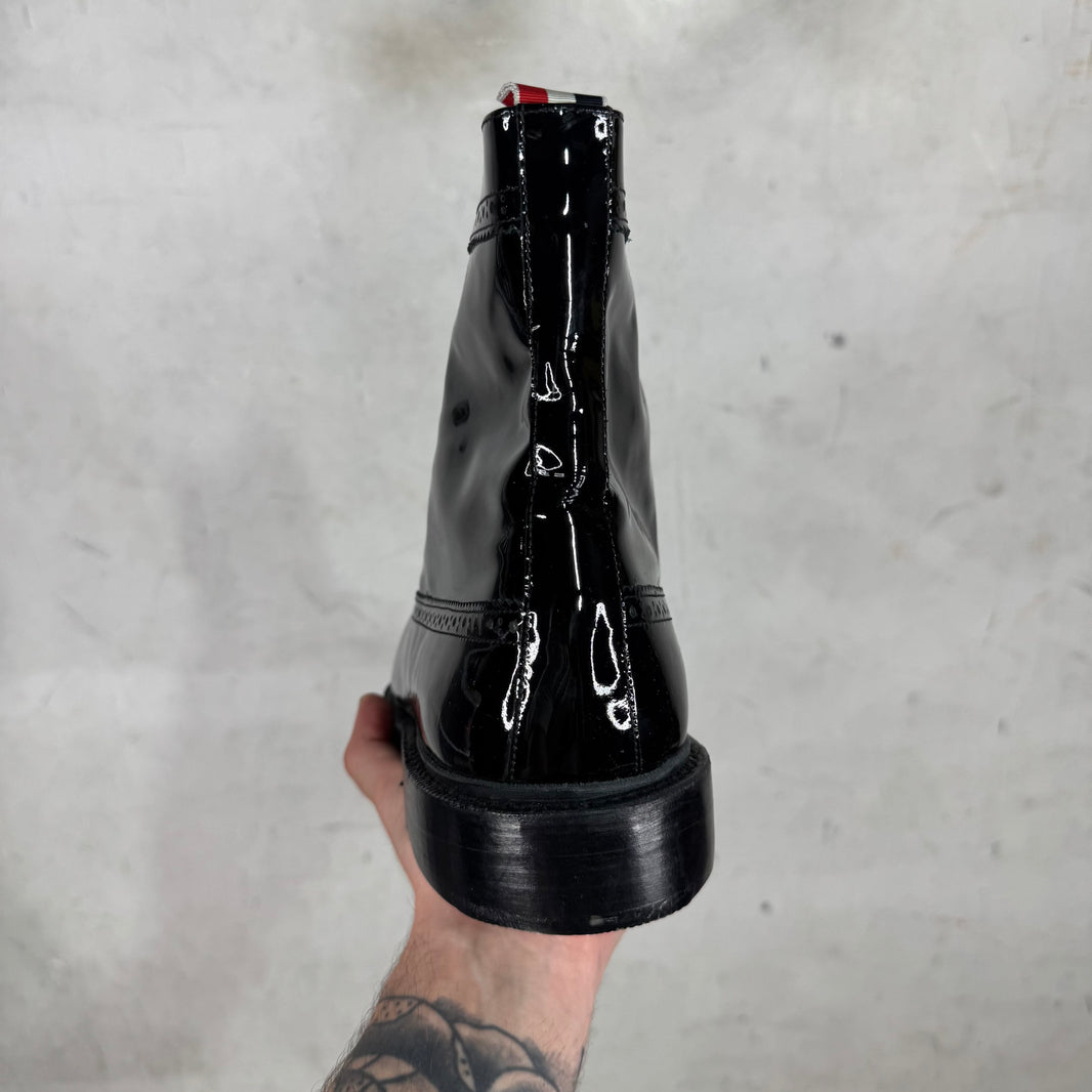 Thom Browne Patent Leather Wing-Tip Lace Up Boots