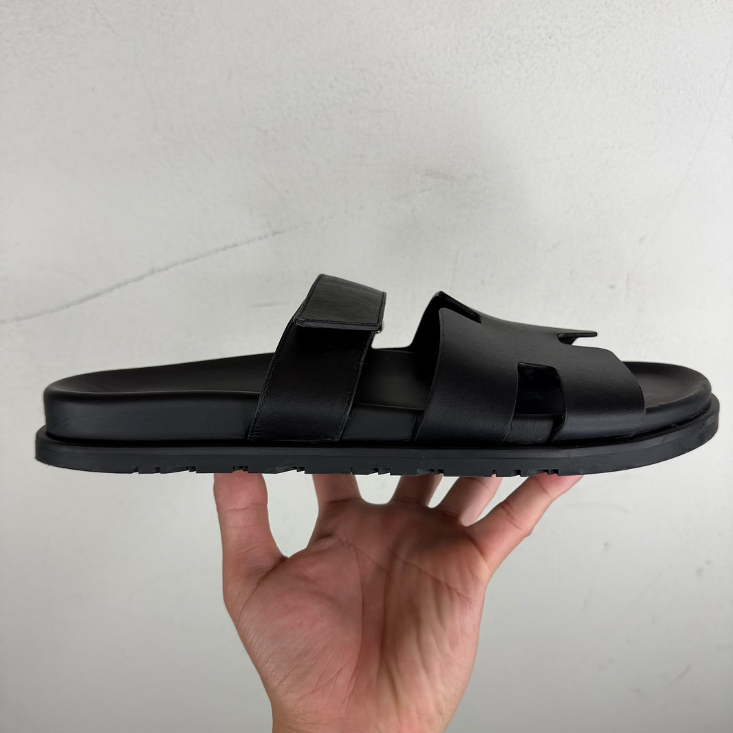 Hermes Black Chypre Sandals