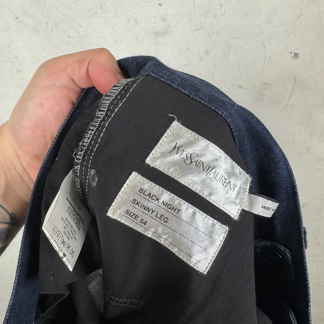 YSL Black Waxed Blue Jeans
