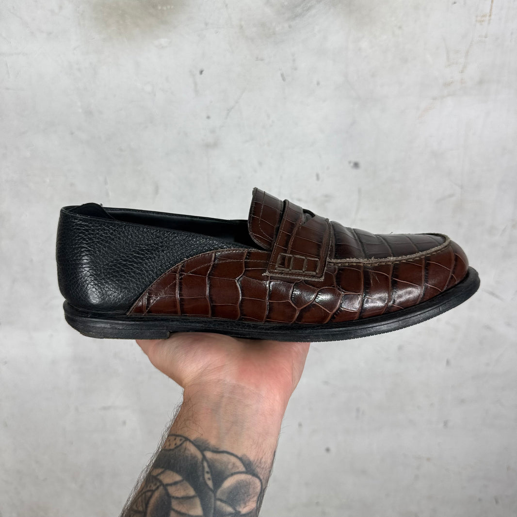 Loewe Faux Croc Penny Loafers