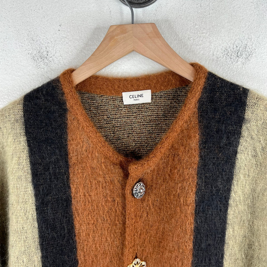 Celine Rhinestone Button Up Mohair Cardigan