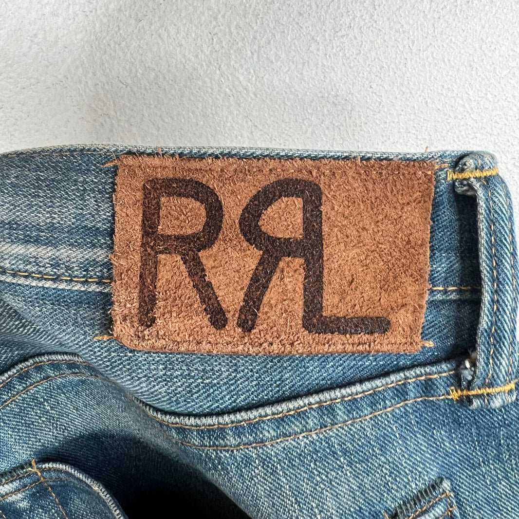 RRL Blue Washed Repaired Jeans