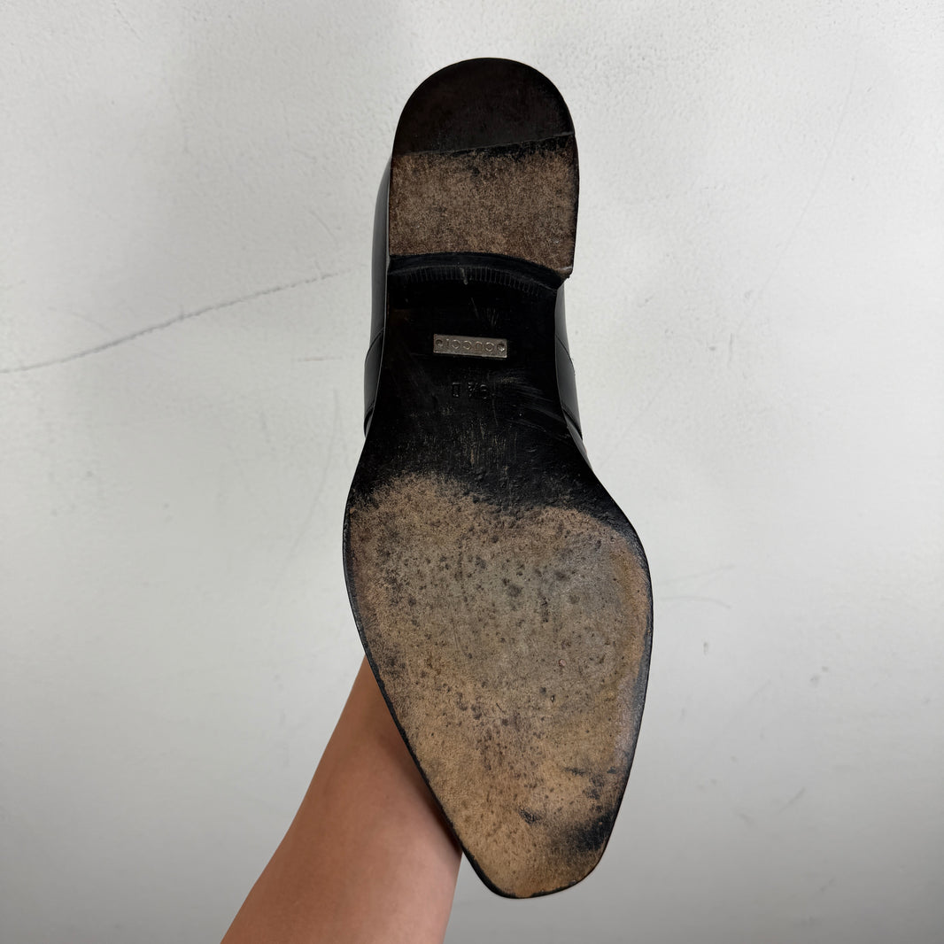 Gucci Black GG Metal Logo Loafers