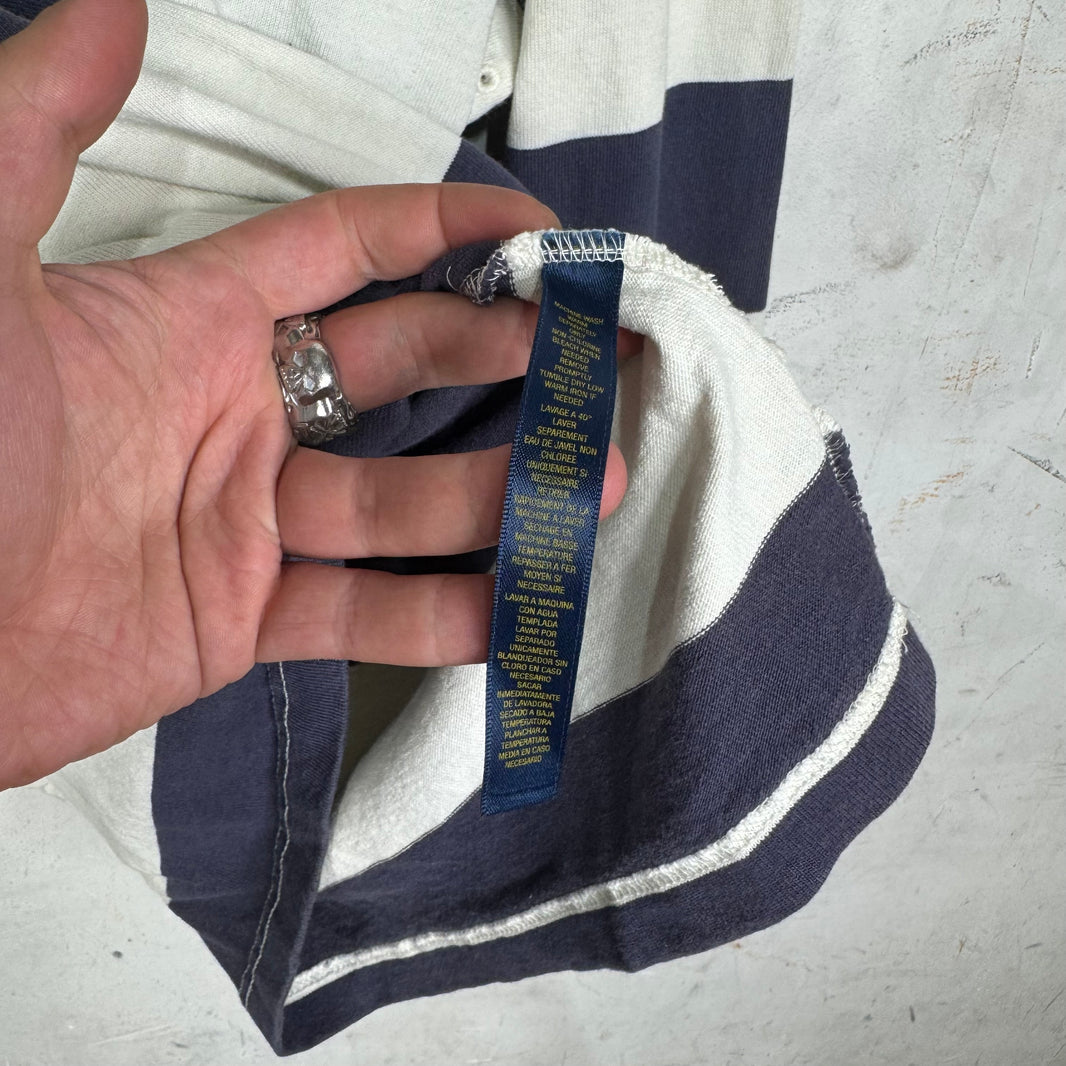 Ralph Lauren Rugby Blue Striped Skull L/S Polo