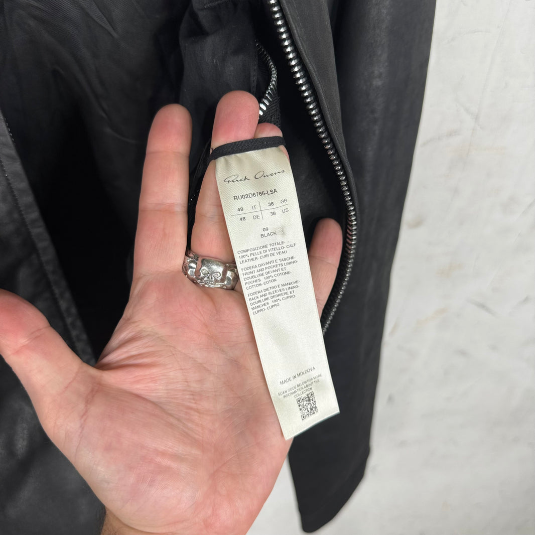 Rick Owens Leather Porterville Strapped Leather Zip Jacket