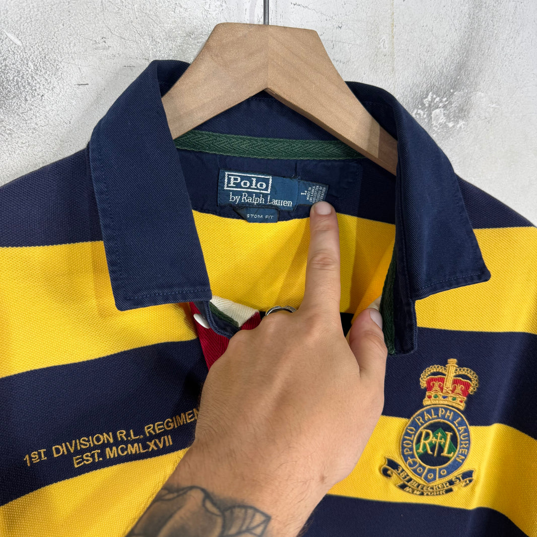 Ralph Lauren Navy/Yellow Striped Bleecker Polo