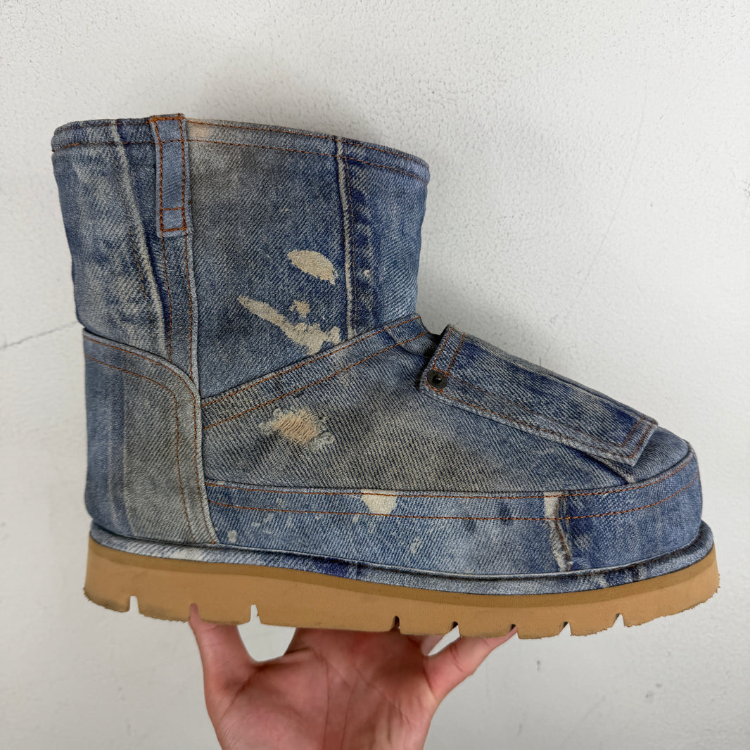 Acne Studios Batter Low Denim Print Boots