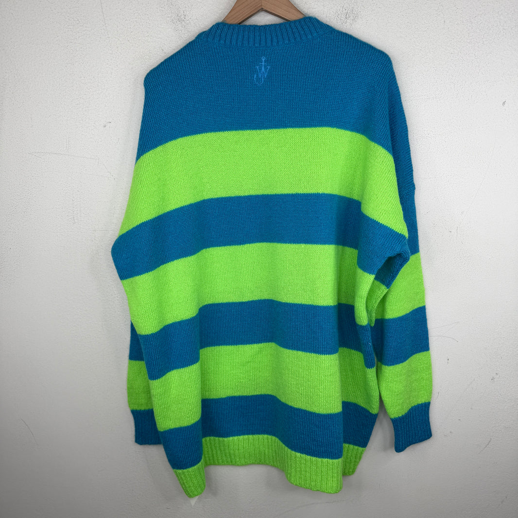 JW Anderson Blue/Green Mohair Pocket Knitted Sweater