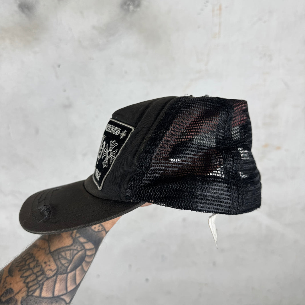 Chrome Hearts Smoked Distressed Trucker Hat