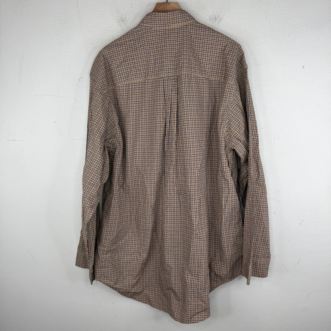 Balenciaga Brown Plaid Oversized Button Up Shirt