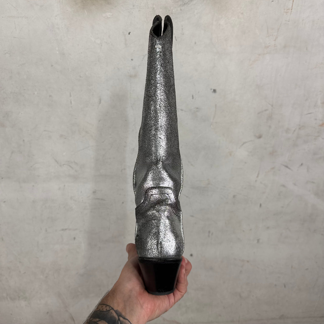 Margiela Cracked Silver Western Boots