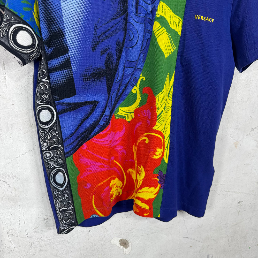 Versace Patterned Split Polo