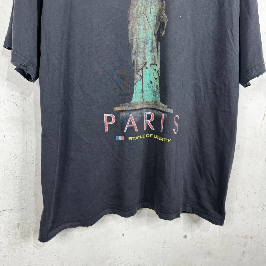 Balenciaga Paris Liberty Distressed T-Shirt
