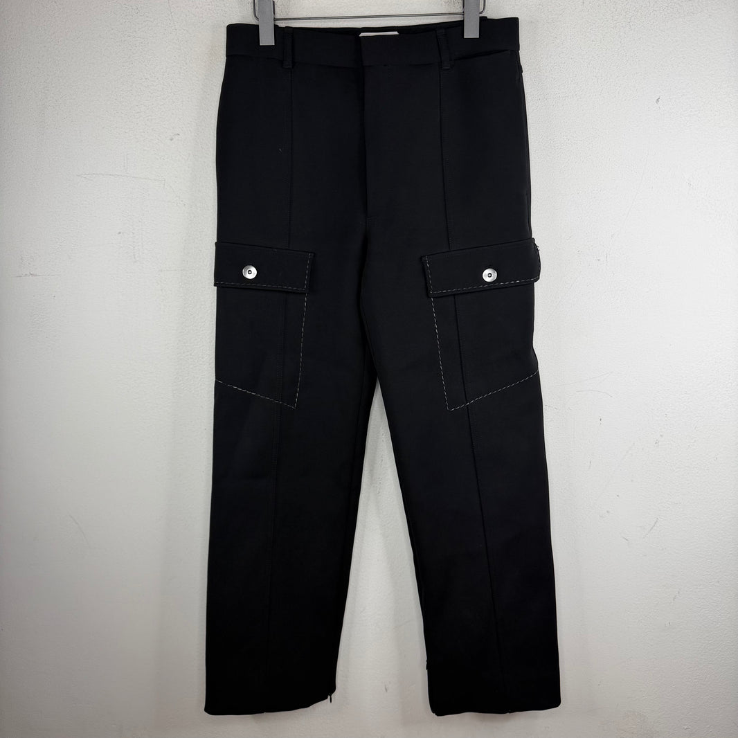 Bottega Veneta Salon 2 Wool Contrast Stitch Cargo Pants