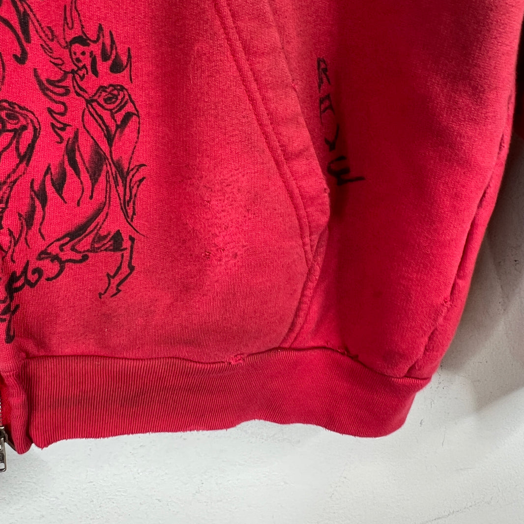 Balenciaga Red Tattoo Zip-Up Hoodie