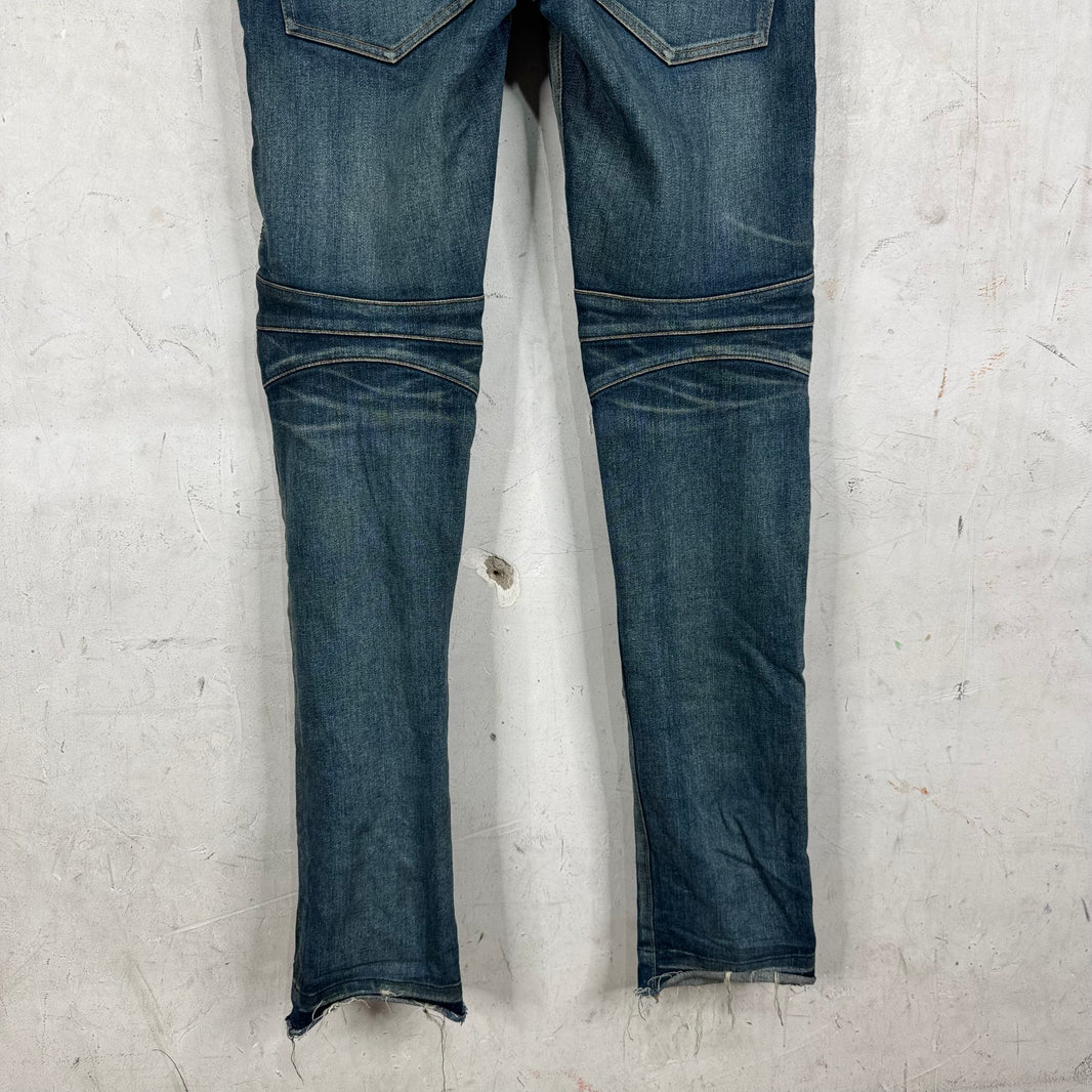 Balmain Medium Wash Biker Jeans