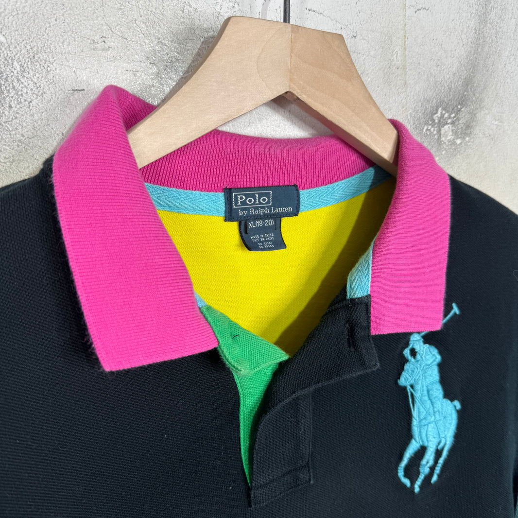 Ralph Lauren Black Multicolor Big Baby Blue Horse Polo